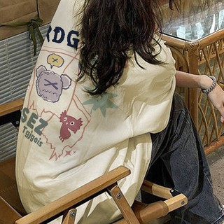 FOCUS local brand fashion quả mơ áo phông nữ form rộng cổ tròn áo thun tay lỡ basic 100%cotton