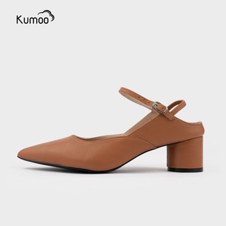 Giày Cao Gót Mũi Nhọn Kumoo JENNIE HEEL Màu Nâu Đế 5cm Bọc Da Thời Trang GCG-KUMO-017