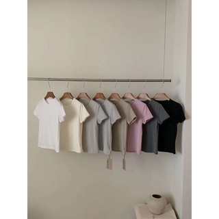 Áo thun babytee trơn màu cổ tròn sọc lưng 88605