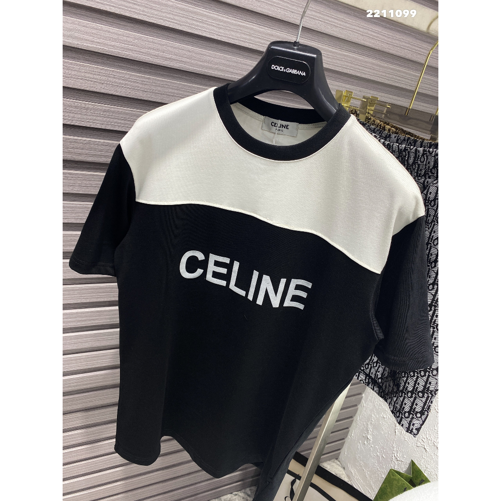 Áo Phông Celine Thêu Xù Chất Liệu Cotton Co Giã 4 Chiều Hotrend 2024 - Áo Thun Celine Nam Nữ Logo Thêu Xù Cực Đẹp