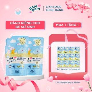  Nước Giặt Xả Cho Bé Sơ Sinh 0-12 Tháng PomPom Newborn Sạch Nôn Trớ, Khử Mùi Khai Tanh Hiệu Quả