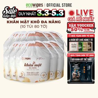 Combo 10 cuộn khăn mặt khô đa năng cao cấp EcoWipes cuộn 80 tờ không mùi