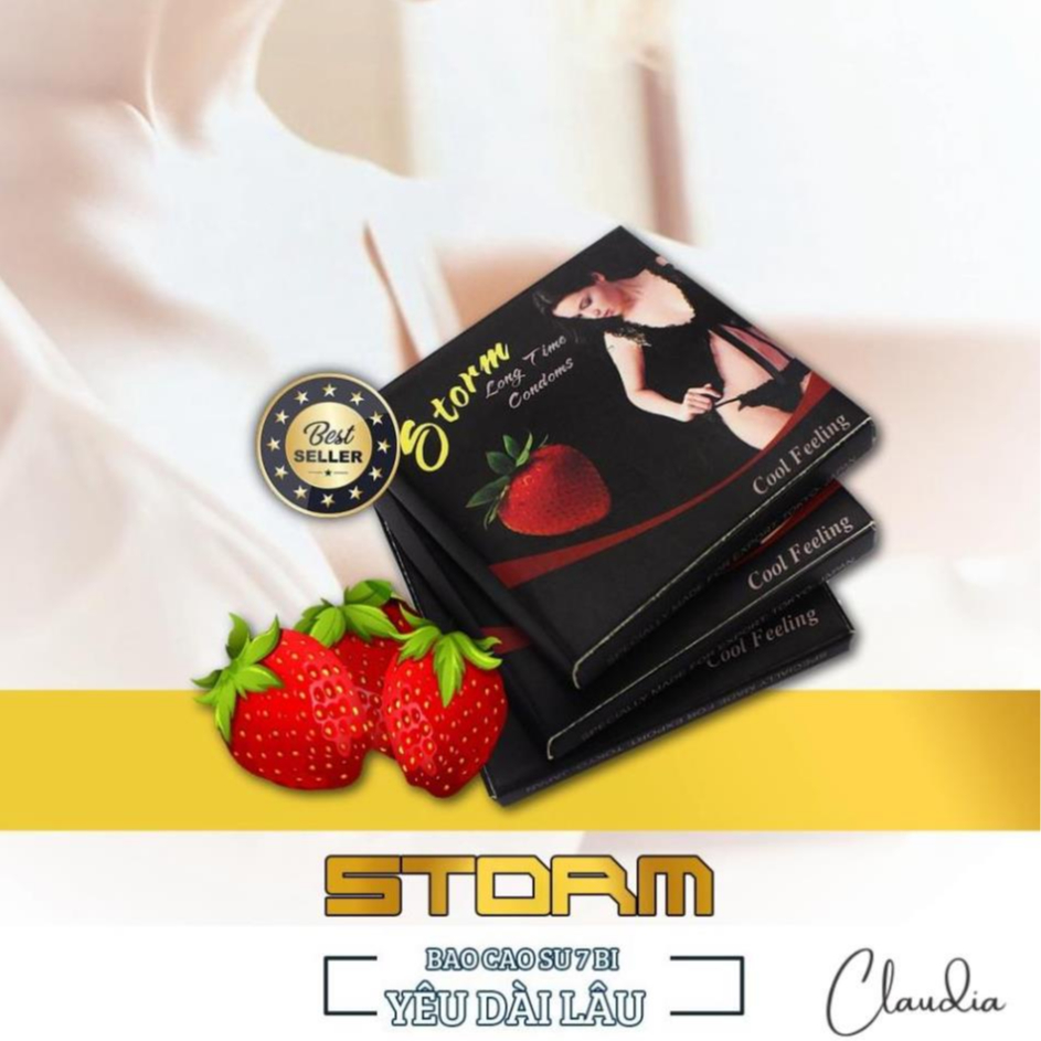 Combo 10 Hộp Bao Cao Su Bi STORM - 7 Bi Lớn, Hương Dâu Bi Lớn Kich Thích Mạnh Mẽ Cho Phái Nữ.  - Durextoy