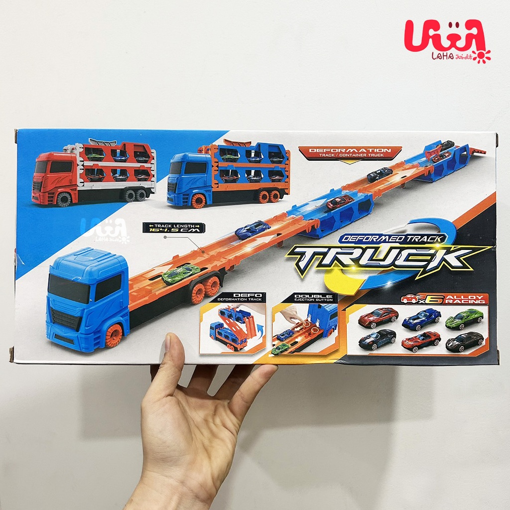 Xe Tải 3 Tầng Kéo Dài 1m6 Kèm 6 Xe Cho Bé, Xe Đua Ô Tô Cho Bé Trai LAHAKID'S