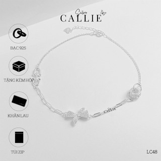 LC48 - Lắc chân bạc Callie Silver nơ phối 2 kiểu dây