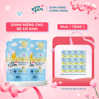  Nước Giặt Xả Cho Bé Sơ Sinh 0-12 Tháng PomPom Newborn Sạch Sâu Nôn Trớ, Khử Mùi Hôi Tanh Hiệu Quả