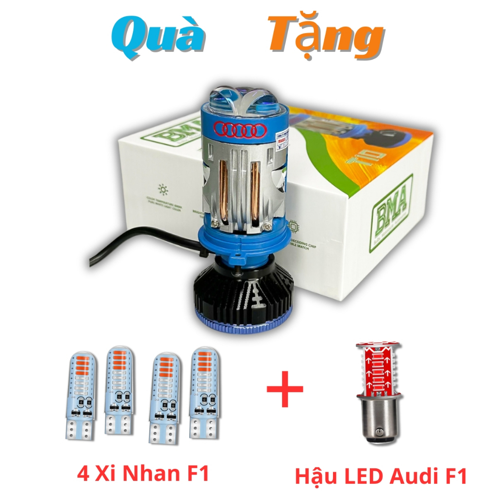 Đèn LED Pha Bi Cầu T10 BMA (NEW) - 80W Pha Laser Gom Lắp Ô Tô Xe Máy H4 12,24V DC