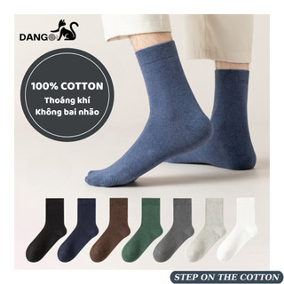 MỎNG MỊN MÙA HÈ | Tất vớ nam công sở trơn cổ trung 100% cotton chải mềm mịn tuyệt đối, không bai xù