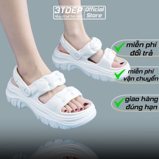 Dép sandal nữ 2 quai bện 3TDEP,đế 5cm eva bánh mì nhẹ, êm chân, tăng 1 size