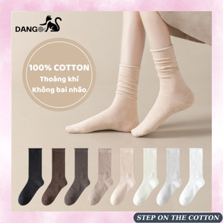 MỎNG MỊN MÙA HÈ | Tất vớ nữ trơn viền cổ chân phong cách nữ sinh 100% cotton nguyên chất co giãn