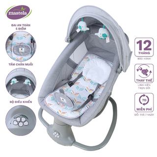 Nôi điện tự động cho bé sơ sinh, ru ngủ thông minh có nhạc trắng, kết hợp Bluetooth, điều khiển từ xa Mastela 8104