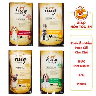 (CÓ QUÀ TẶNG) Thức Ăn Mềm Pate HUG PREMIUM Gói Cho Chó 120gr - Nhiều Vị