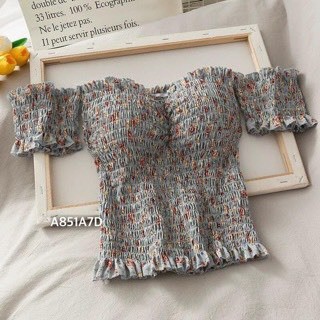 Áo voan hoa cúp ngực bo nhún - Phom dáng nữ tính và quyến rũ TTSLC0082