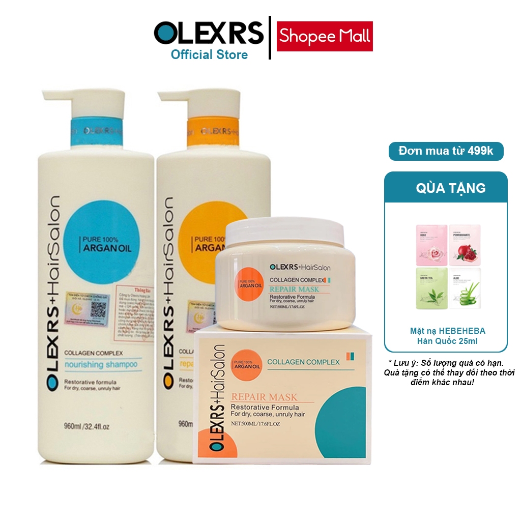 Combo Gội Xả + Ủ Tóc Olexrs Argan Oil Collagen Hair Salon chính hãng