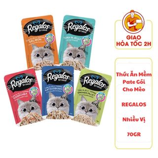 (CÓ QUÀ TẶNG) Thức Ăn Mềm Pate Gói Cho Mèo REGALOS 70GR - Nhiều Vị