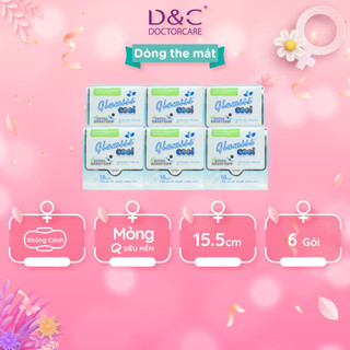 Combo 6 gói Băng vệ sinh thảo dược Glamiss Cool Extra hàng ngày nhỏ gọn tiện lợi 15,5 cm