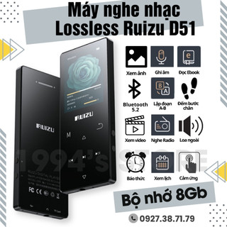 [FREESHIP] Máy Nghe Nhạc Ruizu D51 bản 2024 Lossless Bộ nhớ 8Gb - Bluetooth 5.2 - Nghe nhạc, xem phim chất lượng cao