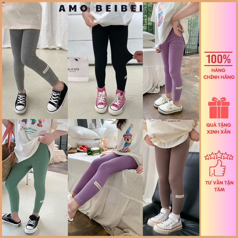 Quần legging bé gái Ambb.kids, chất vải thun tăm cao cấp mềm mại thoáng mát, co giãn thoải mái, có 6 màu xinh xắn