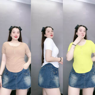 Áo thun kiểu croptop bigsize nữ lên phom tôn dáng tôn eo chất thun gân tăm mềm mại có khuy g13