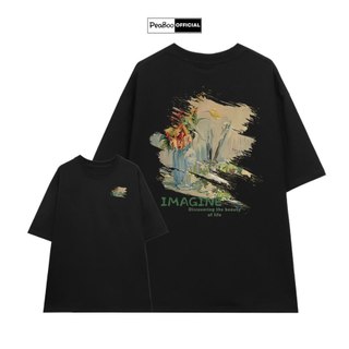 Áo Thun Nữ, Áo Phông Unisex By PEABOO Mã TN Imagine Chất Cotton Thoáng Mát Form Rộng Tay Lỡ Cho Nam Nữ
