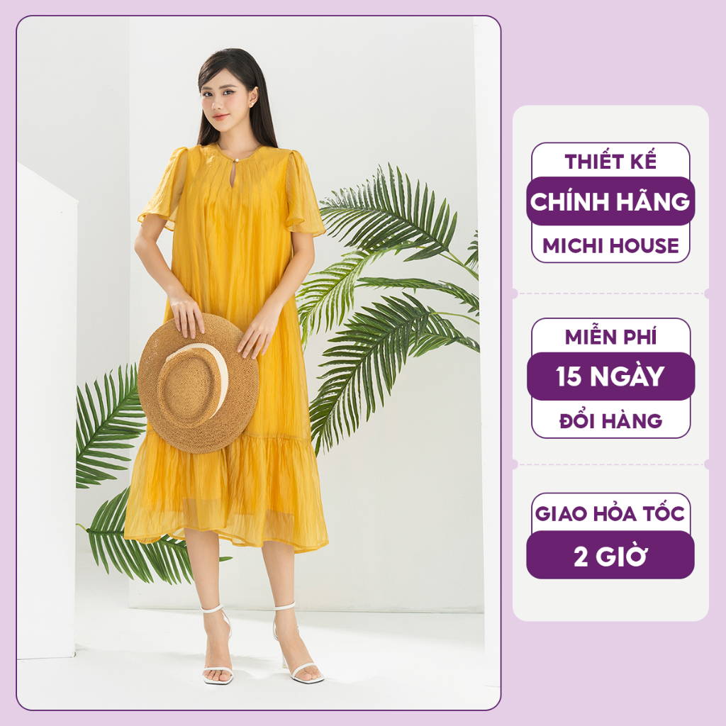 Đầm Suông Đuôi Cá Michi House Váy Xuông Dáng Dài Qua Gối Tay Cánh Tiên Phong Cách Hàn Quốc Freessize Bầu Mặc Xinh V647