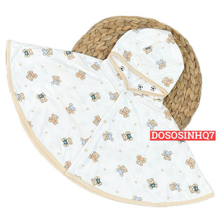 Áo choàng cánh dơi cho bé vải sợi tre 2 lớp, 2 mặt hoạ tiết khác nhau