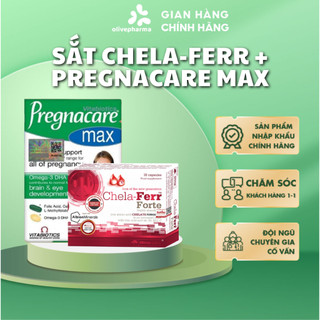 Olive Pharma Chính Hãng - Combo Sắt Chela-Ferr + Pregnacare Max