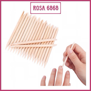 Set 100 que gỗ làm nail 2 đầu đẩy da, que tháo móng giả nailbox - rosa 6868