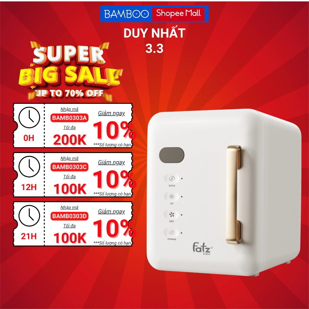 Máy tiệt trùng sấy khô UVC - LED FATZBABY - 22L - QUEEN 2 - FB4707CYT
