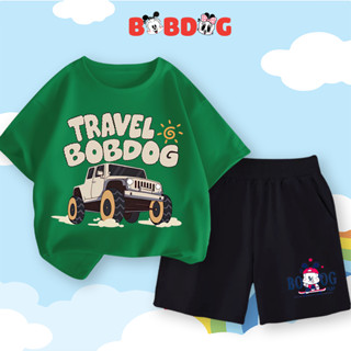 Đồ bộ bé trai ngắn tay BOBDOG, Set áo thun quần da cá cho bé in hình cute dễ thương cho bé