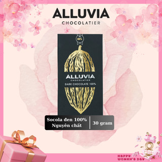 Socola đen nguyên chất không đường đắng đậm Alluvia 100% | Dark chocolate 100% sugar free 30gram