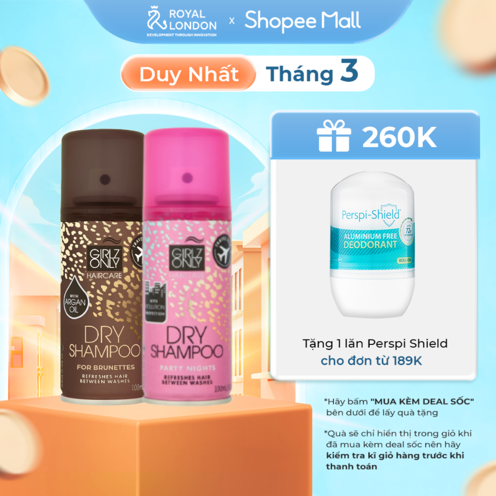 Combo 2 Dầu gội khô Dry Shampoo Girlz Only Travel Size 100ml