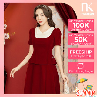 Áo Sơ Mi Nhung Phối Cổ NKSM2312003 NK Fashion Thời Trang Công Sở Nữ, Sang Trọng, Thanh Lịch, Thiết Kế Cao Cấp, Vải Mềm