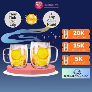 Ly Thủy Tinh 2 Lớp cách nhiệt có tay cầm