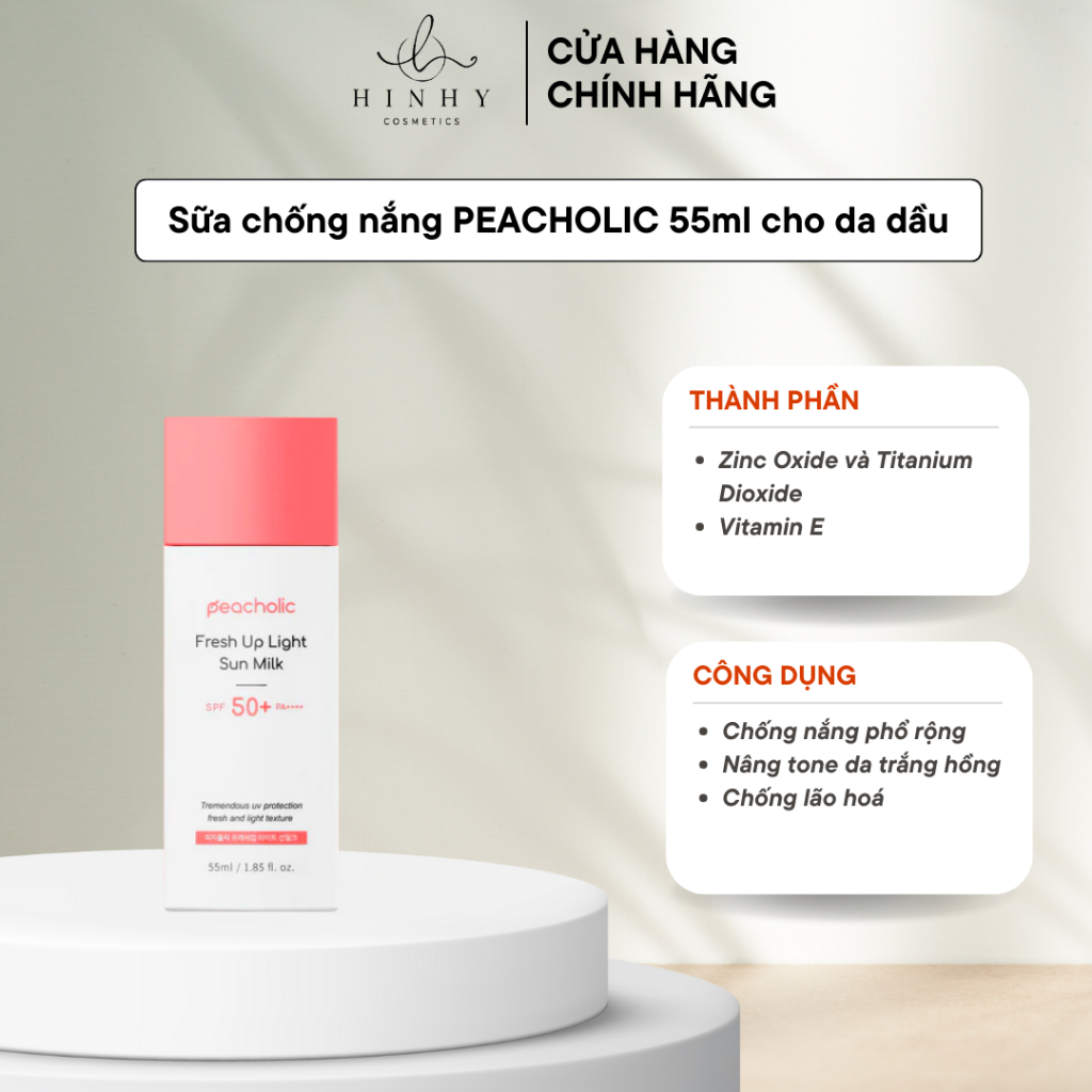 Sữa chống nắng PEACHOLIC 55ml phổ rộng dành cho da dầu