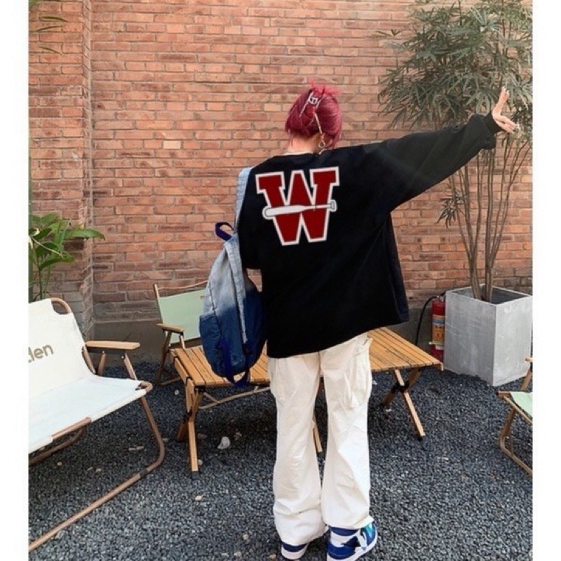 Áo Sweater Nỉ In Chữ W Unisex Nam Nữ Form Rộng