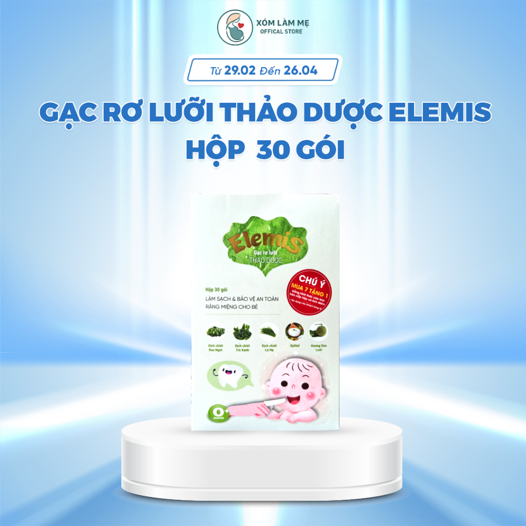 Gạc rơ lưỡi thảo dược Elemis chuẩn Organic giúp làm sạch khoang miệng, hết nấm lưỡi tưa lưỡi - 30 Gói/Hộp