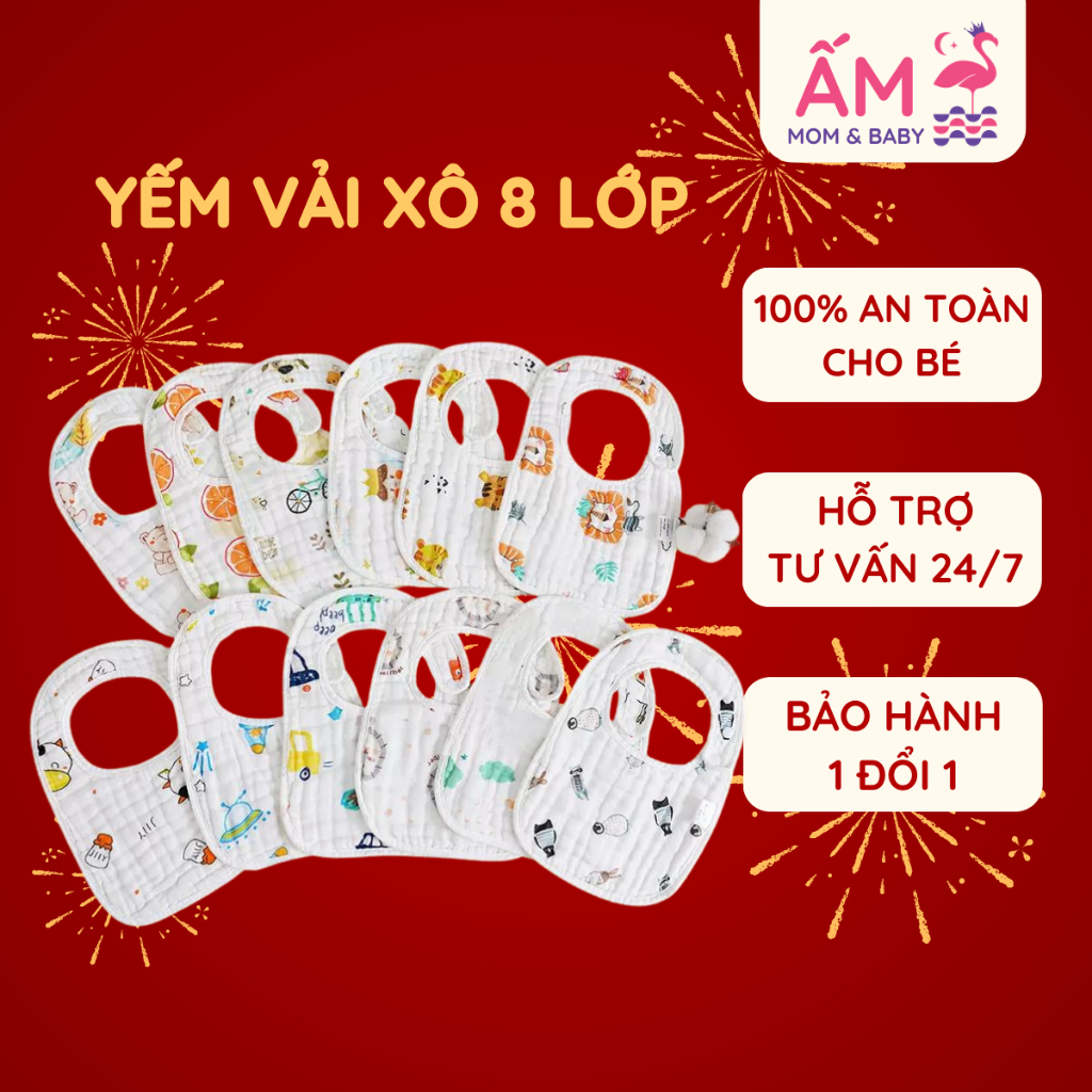 Yếm Vải Xô Vuông Ấm Baby Dành Cho Bé Siêu Mềm Mịn Và Đáng Yêu