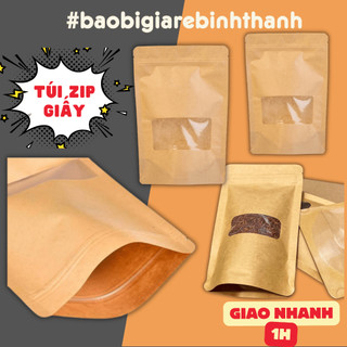 1kg túi zip giấy kraft đựng thực phẩm cửa sổ vuông đáy đứng
