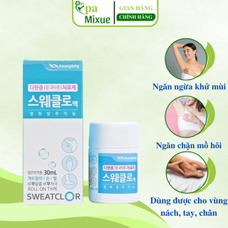 Lăn Khử Mùi Kwangdong Sweatclor Hàn Quốc, Giảm mồ hôi kháng khuẩn và khô thoáng cả ngày MixueSpa 30ml