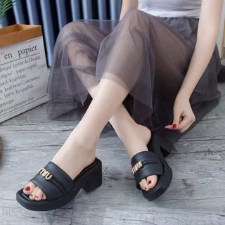 Dép/Guốc quai ngang nữ đế cao