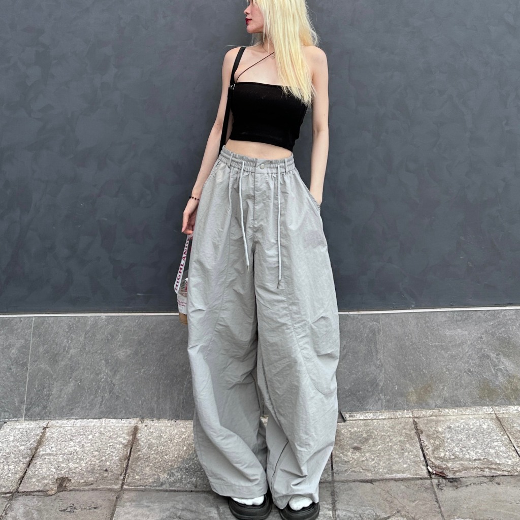 Quần Dài Dù Gió Nhăn Parachute Pants Harem Dáng Thụng Ống Rộng Nam Nữ Unisex | BigBuy360 - bigbuy360.vn