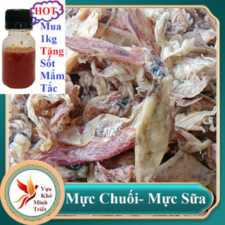   siêu SALE  1kg khô mực chuối - MINH TRIẾT khô mới thơm rim chiên nấu súp ngon bổ rẻ-  Tặng Kèm Sốt Tắc Chua Cay  