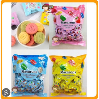 Bánh quy macarons sandwich biscuits hpg vị sữa/ dâu/ chanh 400g - macaron