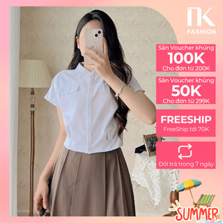 Áo Sơ Mi Nữ 2 Túi Ngực UKSM2305002 NK Fashion Thời Trang Công Sở Nữ, Kiểu Dáng Hàn, Trẻ Trung Năng Động, Vải Mát