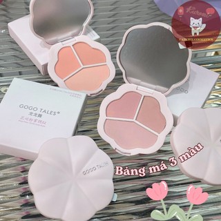   GOGO TALES  Bảng Phấn Má Hồng 3 Ô GOGO TALES Hoa Phấn Ngọt Ngào Among-Flower Pink Mist Powder Blusher  GT638  