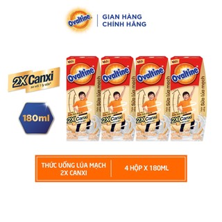 (Quà tặng không bán) Thức uống lúa mạch gấp đôi Canxi Ovaltine (180ml x 4)
