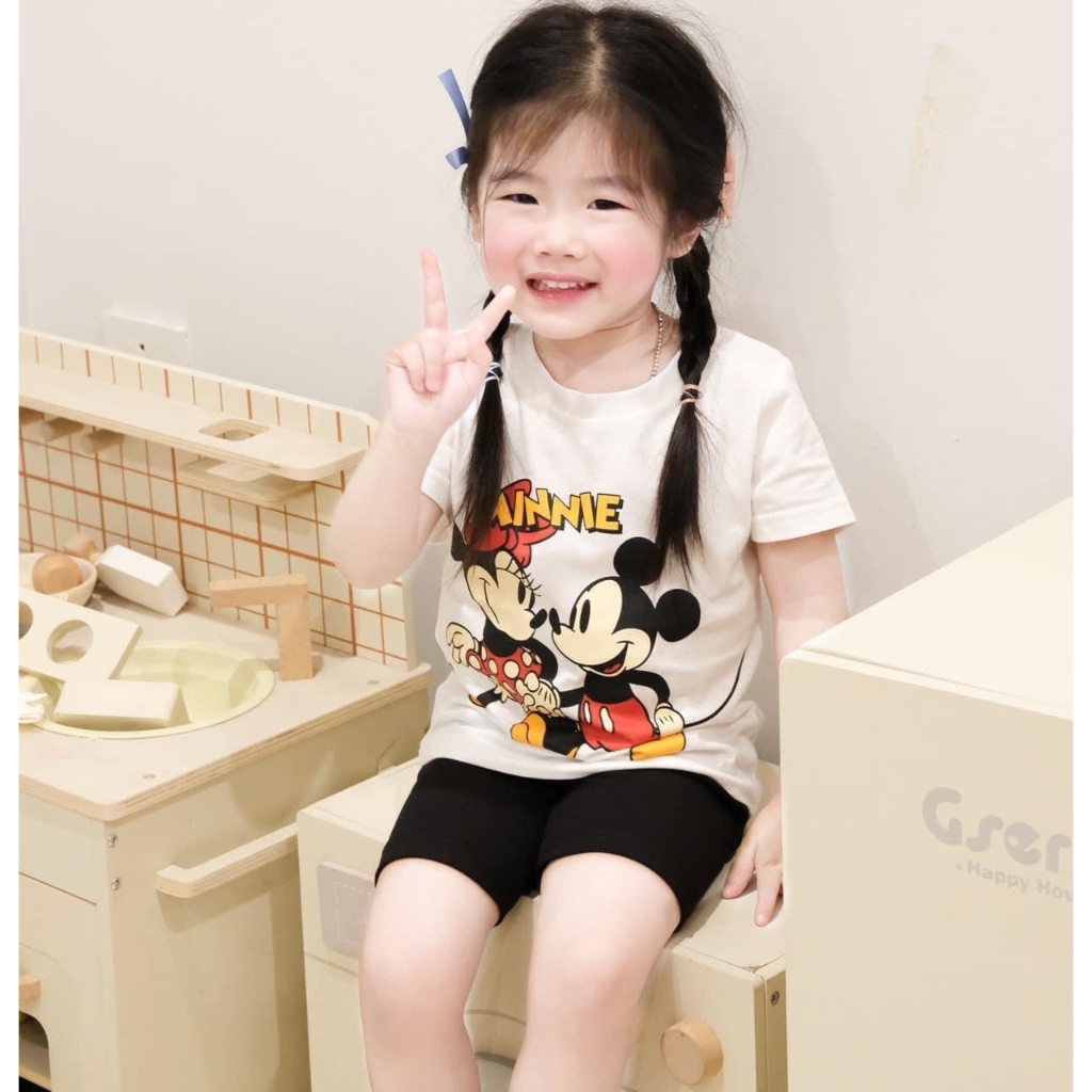 Sét bộ legging cho bé gái hình Micky Minnie, sét áo thun quần legging siêu co dãn trẻ em,TPKIDS,[M607]