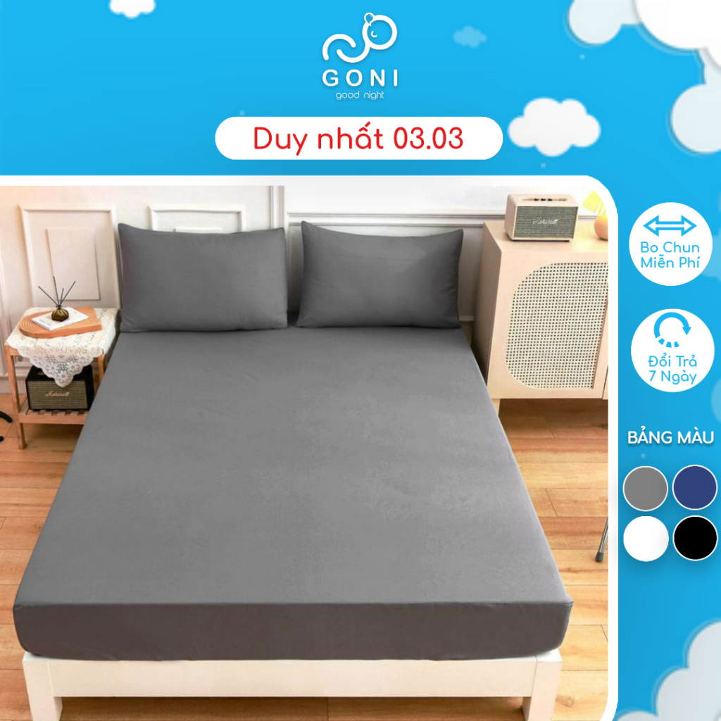Bộ Ga Gối Cotton Tici GONI Drap Giường Đủ Màu Đủ Kích Thước Trải Nệm Không Kèm Ruột