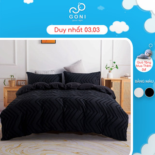 Bộ chăn ga gối màu đen goni thêu nổi tici 1m x 2m, 1m2 x 2m, 1m4 x 2m, 1m6 x 2m, 1m8 x 2m, 2m2 x 2m
